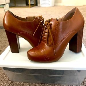 Camel Platform Shoe with Chucky Heel